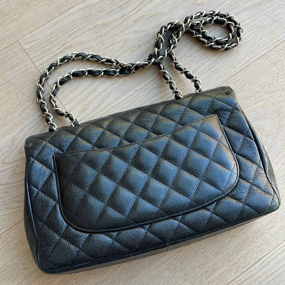Chanel Jumbo Single Flap Black Caviar Silver Hardware - Picture 13 of 14